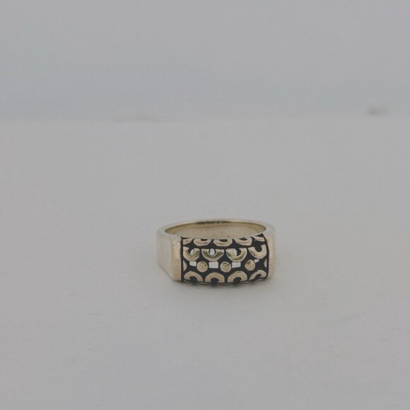 Estate Sterling Silver 925 Ring Size 8, Modern Geometric Pattern Band 8.5g - Picture 1 of 11